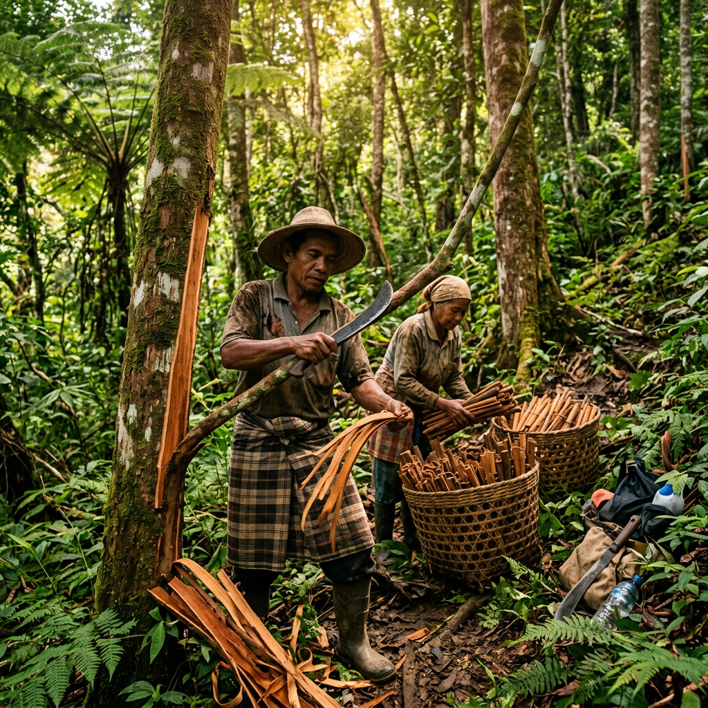 The Art of Harvesting The Cinnamon from Indonesia in Maluku
